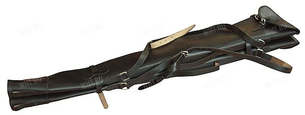 Чехол кожаный на молнии для двух ружей (122 см), цвет - Черный
