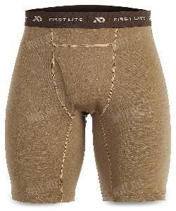 Шорты-трусы длинные FIRST LITE Wick Long Boxer Brief, расцветка Dry Earth картинка анонса на сайте WHT.ru