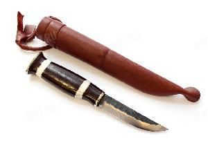 Лапландский охотничий нож, рукоятка из кожи (коричневая), Wood Jewel  картинка анонса на сайте WHT.ru