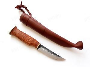 Лапланский классический охотничий нож, ручная ковка (рукоять из бересты), Wood Jewel