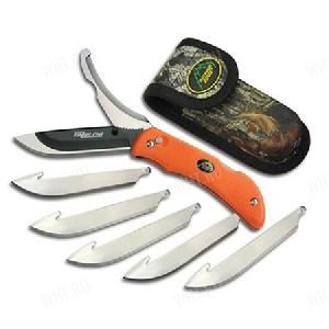 Складной нож OUTDOOR EDGE Razor-PRO Orange со сменными лезвиями и шкуродёром картинка анонса на сайте WHT.ru
