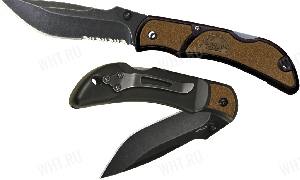 Складной нож OUTDOOR EDGE Chasm Medium, серрейторная кромка лезвия, коричневая рукоятка картинка анонса на сайте WHT.ru
