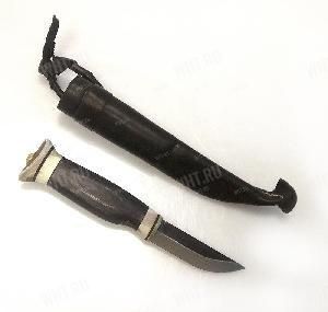 Лапландский малый охотничий нож "Visapuukko" (чёрная рукоятка с рогом оленя),  Wood Jewel  картинка анонса на сайте WHT.ru