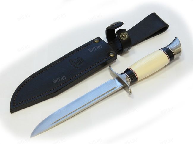Нож "Финский НКВД", рукоять кость, вставка титан, сталь М390