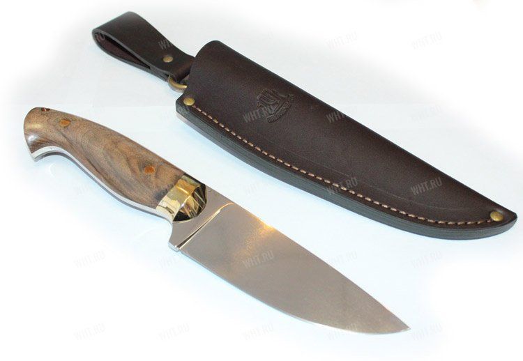 Нож "Бекас", цельнометаллический клинок, рукоять кап ореха, сталь К340