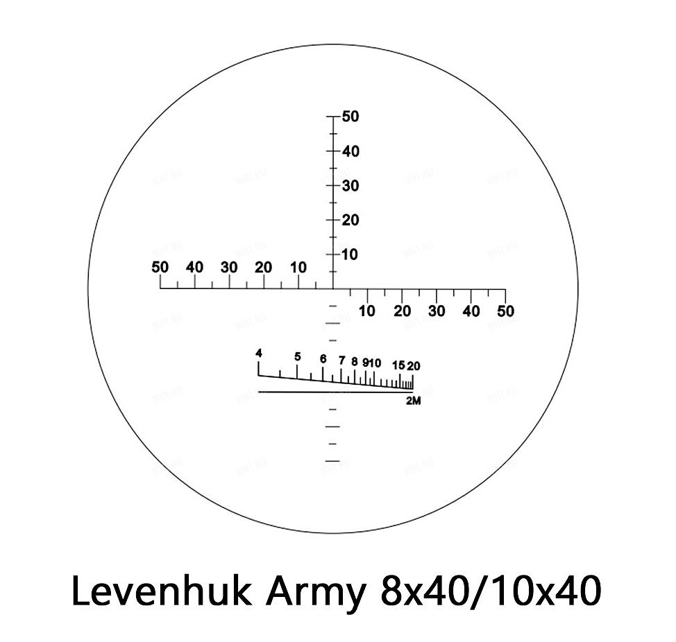 Бинокль Levenhuk Army 10x40 с тактической дальномерной-угломерной сеткой (MRAD)