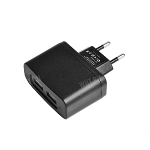 Сетевой адаптер KLARUS, вход 110/240 В, выход 5 В 2 А, 2 порта USB картинка анонса на сайте WHT.ru
