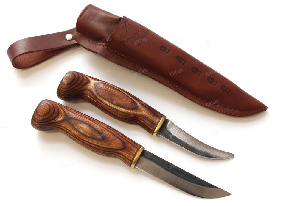 Профессиональная охотничья спарка из двух разделочных ножей, коричневые рукоятки, Wood Jewel