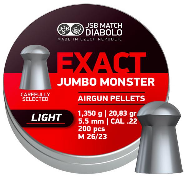 Пули JSB Exact Jumbo Monster Light 5,52 мм 1,350 г (200 шт.) картинка анонса на сайте WHT.ru