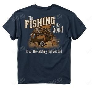 Футболка мужская BUCK WEAR Good Day Fishing, цвет серо-синий картинка анонса на сайте WHT.ru