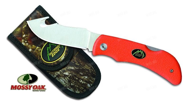Складной нож-скинер OUTDOOR EDGE Grip-Gook Blaze, оранжевая рукоятка, сталь AUS-8