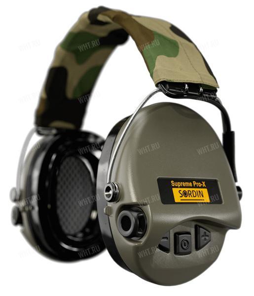 Активные наушники Sordin MSA Supreme PRO-X LED Camo, оголовье - camo, корпус - хаки картинка анонса на сайте WHT.ru