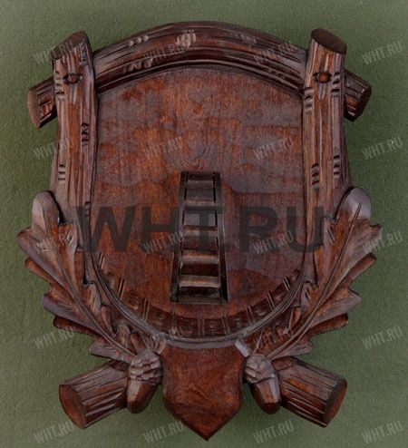 Медальон под клыки кабана с деревянным держателем для клыков, цвет темно-коричневый, модель 118