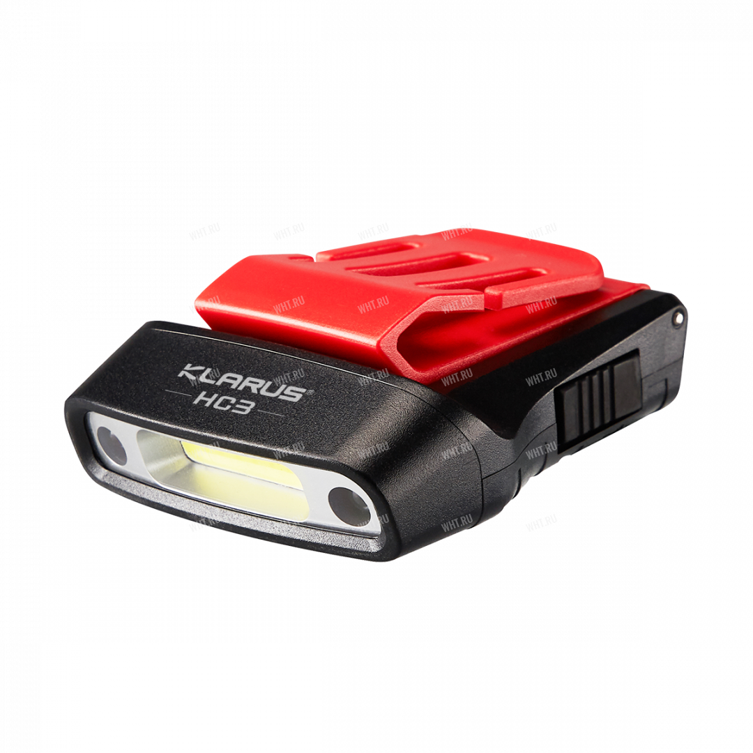Налобный фонарь (с клипсой на козырёк) KLARUS HC3 Black & Red, 100 Лм, управление жестами, USB