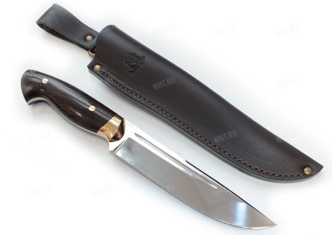 Нож Медведь, цельнометаллический клинок, рукоять венге, сталь Х12МФ, с чехлом (Россия)