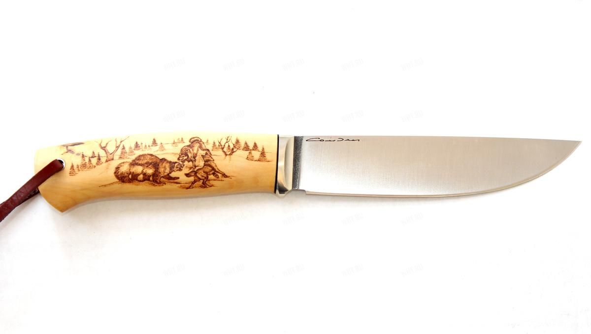Нож "Лиман", рукоять - самшит , пирография, клинок - N690