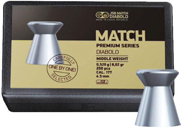 Пули JSB Match Premium Middle 4,48 мм 0,520 г (200 шт.) картинка анонса на сайте WHT.ru