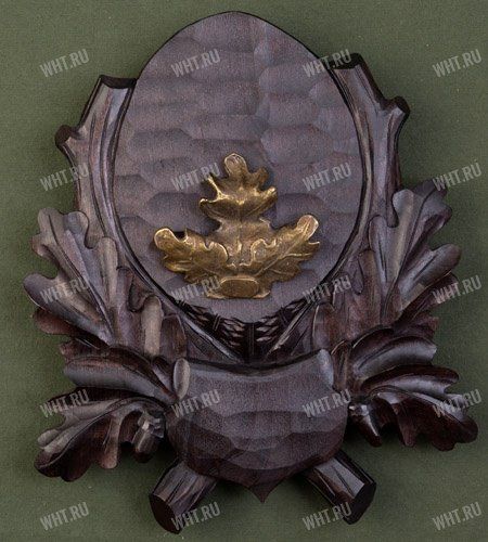 Медальон под клыки кабана с металлическим держателем, цвет коричневый, модель 143