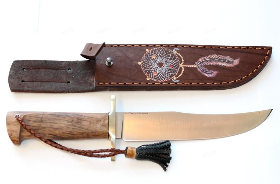 Нож "Боуи Горец", рукоять - стаб.карельская береза, клинок - К110