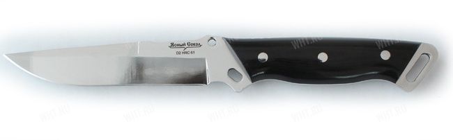 Нож Дядя Федор сталь D2, рукоять микарта (цвет-черный), ножны кожа,твердость стали-61 HRC (Россия)