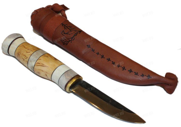 Подарочный лапландский охотничий шкуросъёмный нож "Hirvi" ("Лось"), Wood Jewel 