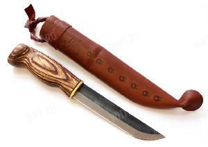 Классический лапландский охотничий нож "Karhuleuku" (коричневая рукоятка), Wood Jewel 