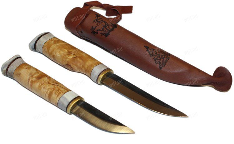 Классическая охотничья спарка из двух лапландских ножей, клинки 10 и 6 см, Wood Jewel