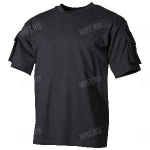 Футболка с карманами на рукавах MFH US T-Shirt, 170g/m², цвет - Чёрный картинка анонса на сайте WHT.ru