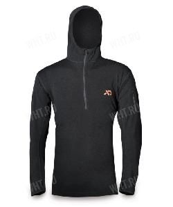 Свитер с капюшоном FIRST LITE Chama Hoodie, 1/2 ZIP, цвет чёрный картинка анонса на сайте WHT.ru
