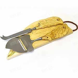 Набор в подарочной упаковке "Мышки" (сырорезка,нож, доска разделочная), Wood Jewel 