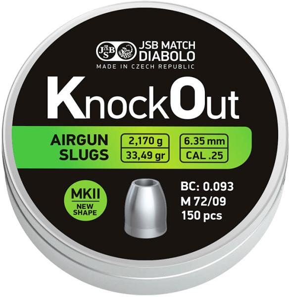 Пули JSB KnockOut .25 MKII 6,35 мм 2,17 г (150 шт.) картинка анонса на сайте WHT.ru