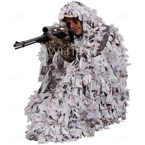 Маскировочный костюм-пончо AMERISTEP 3D Ghillie, камуфляж Snow Tangle (зимний) купить в интернет-магазине wht.ru